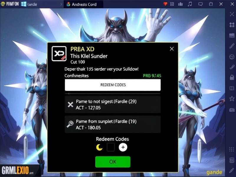 PK XD Game Interface Showing Redeem Code Feature